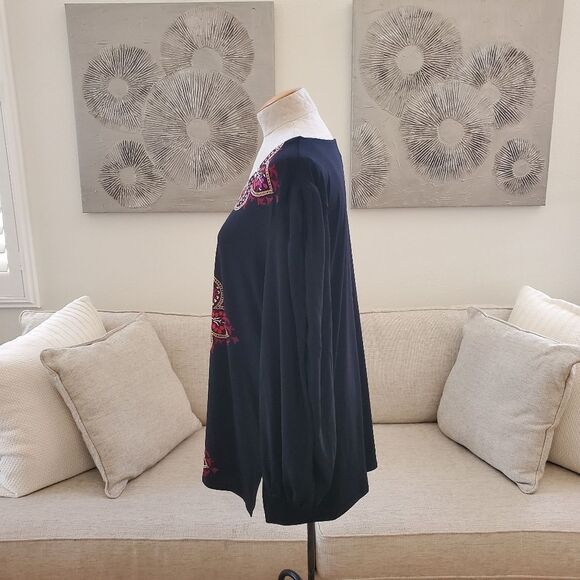 JM Collection Printed Slit-Sleeve Blouse sz 2x - Picture 5 of 11